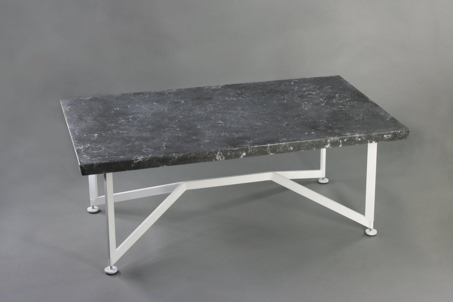Bevel Coffee Table - Grey top/White legs, 3/4 view