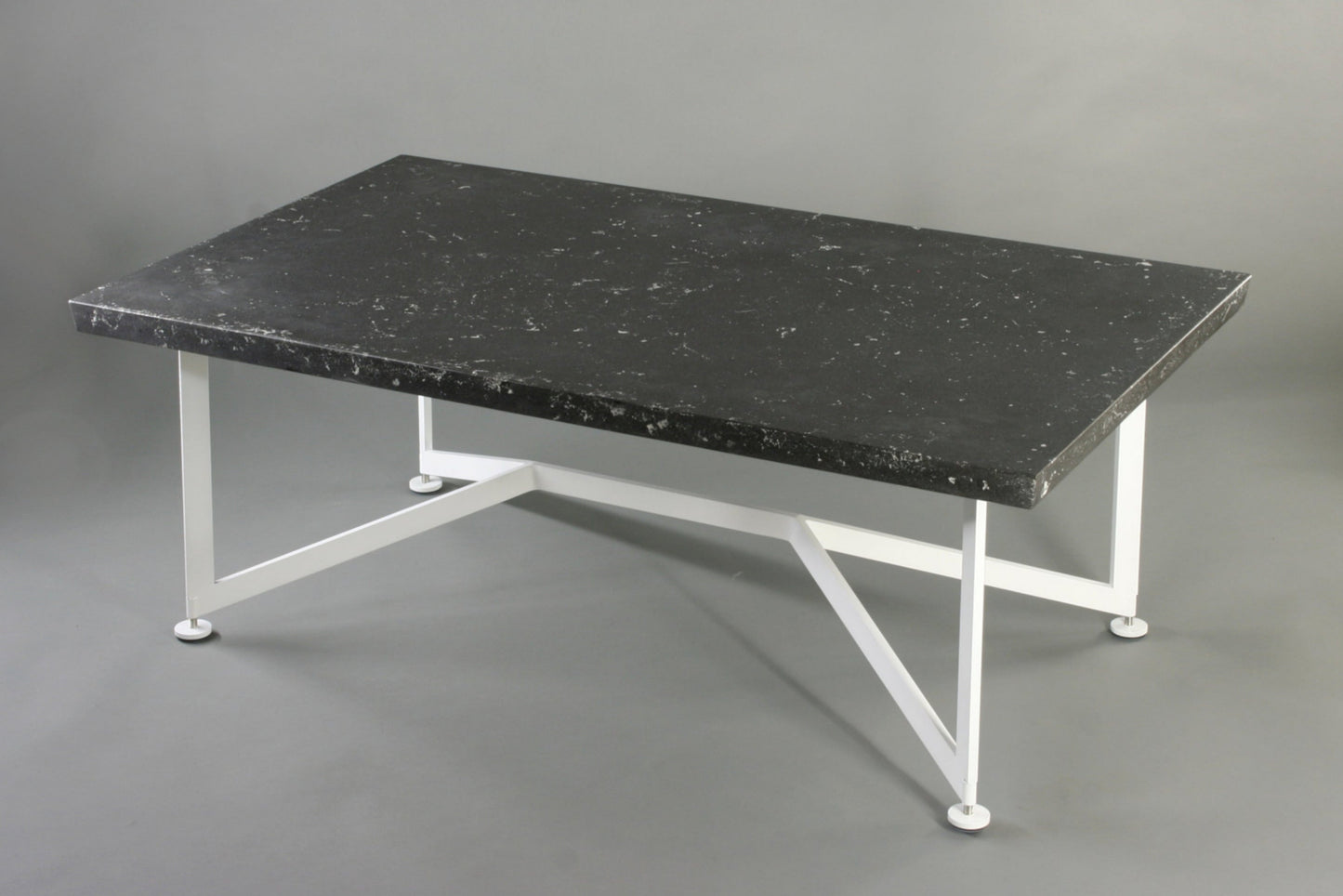 Bevel Coffee Table - Black top/White legs, 3/4 view
