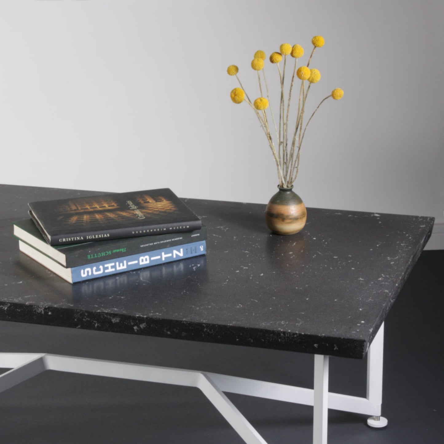 Bevel Coffee Table - Black top/White legs