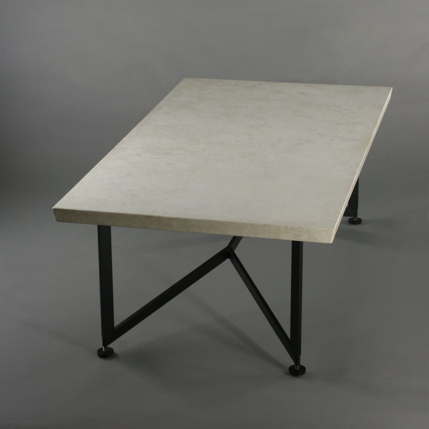 Bevel Coffee Table - White top/Heron Black legs, end view