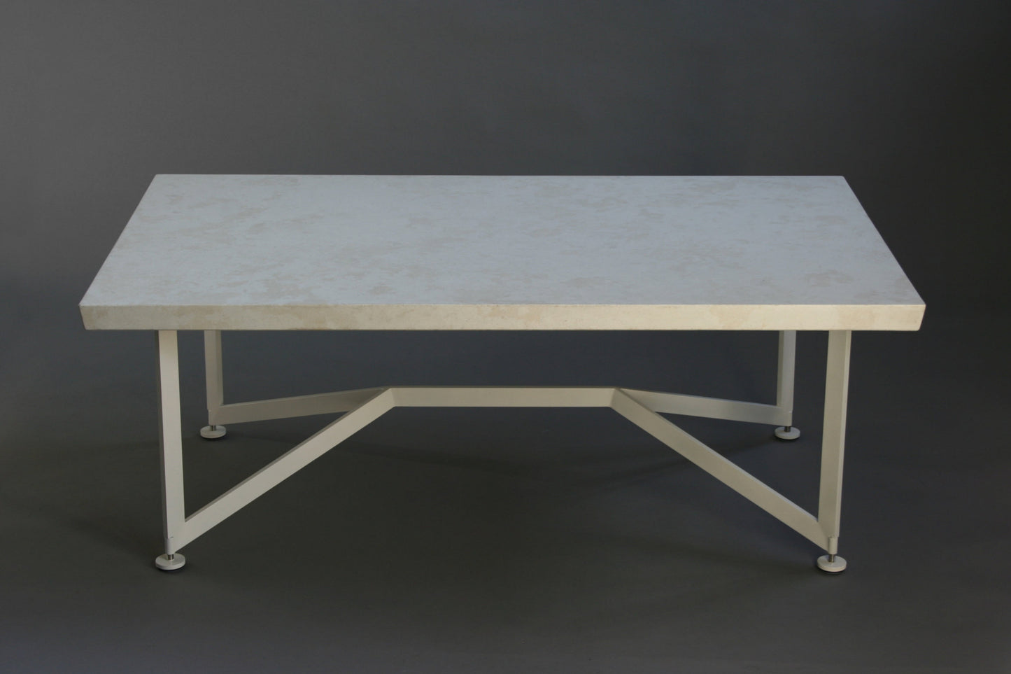 Bevel Coffee Table - White top/Heron White legs, side view