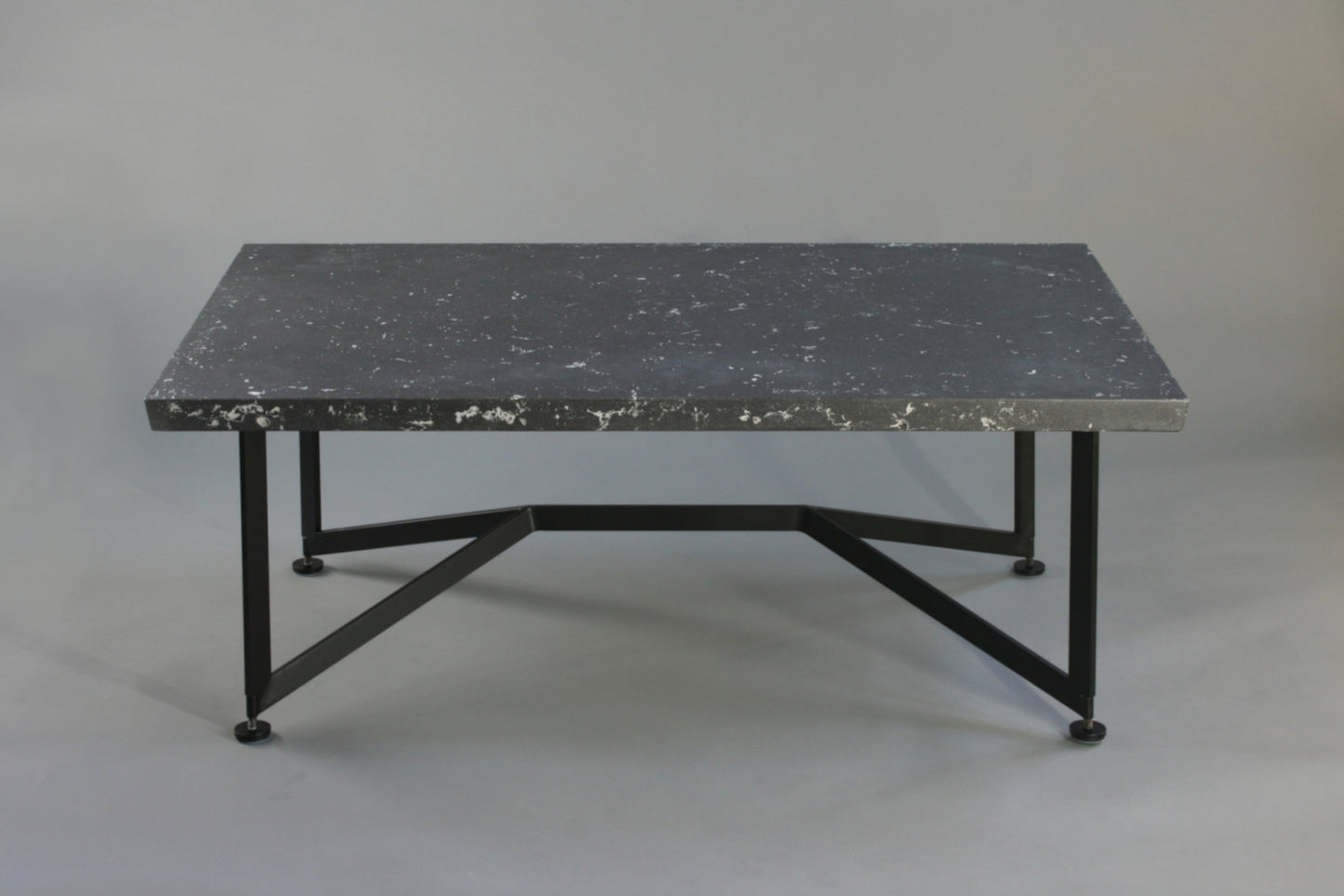 Bevel Coffee Table - Black top/Black legs, side view