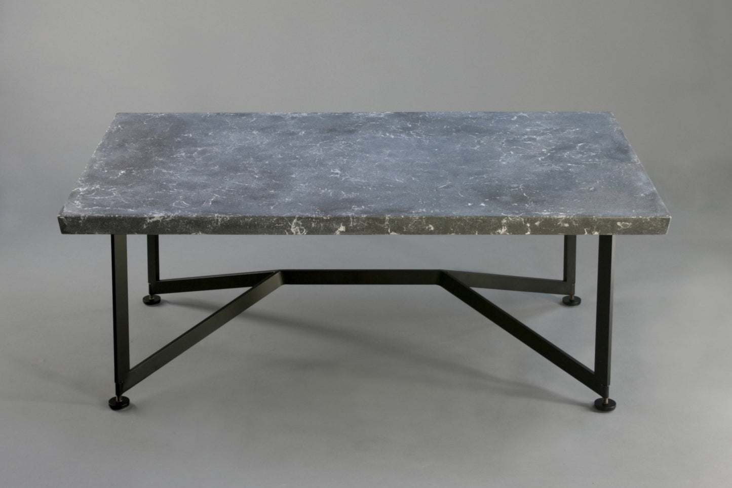 Bevel Coffee Table - Grey top/Black legs, side view