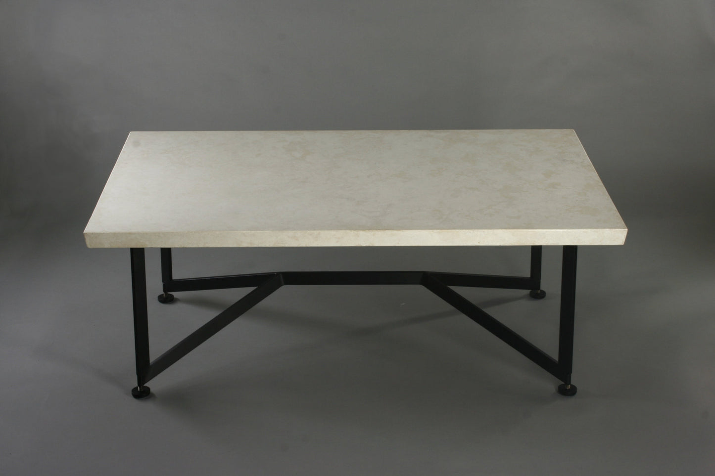 Bevel Coffee Table - White top/Heron Black legs, side view