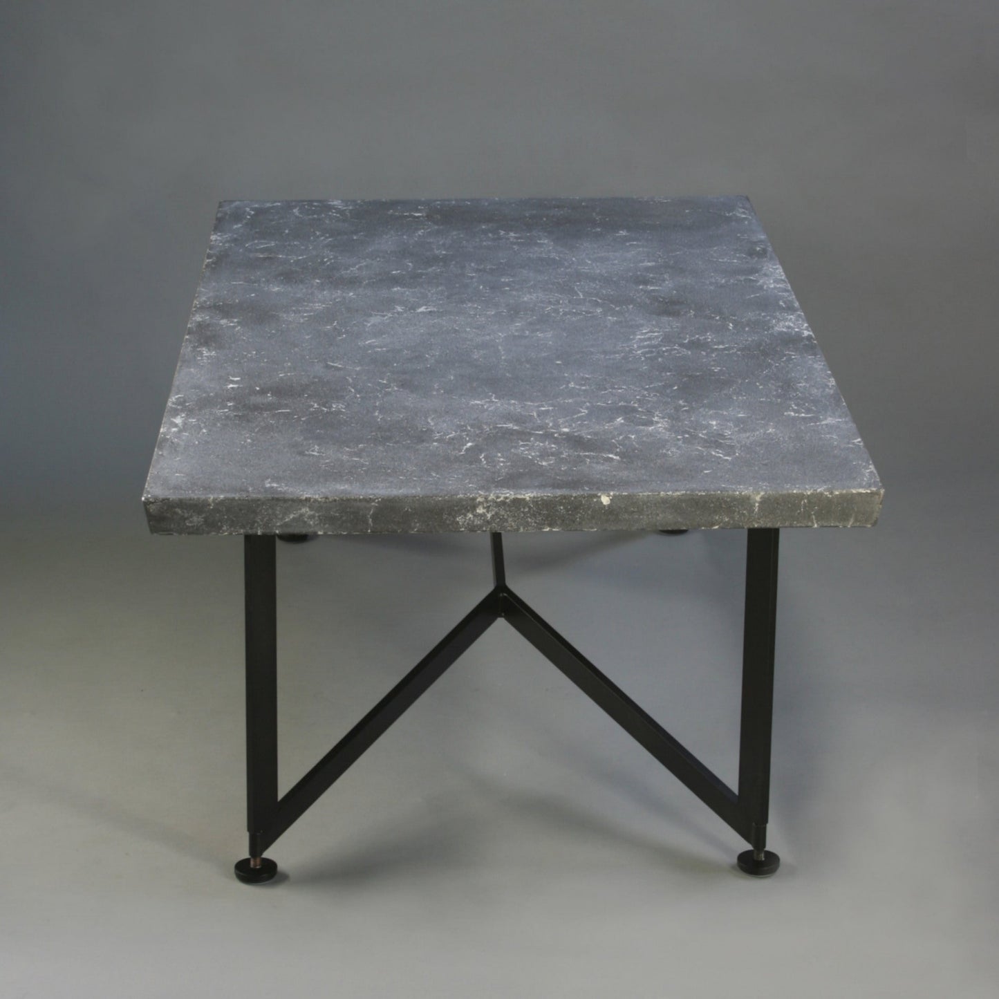 Bevel Coffee Table - Grey top/Black legs, end view