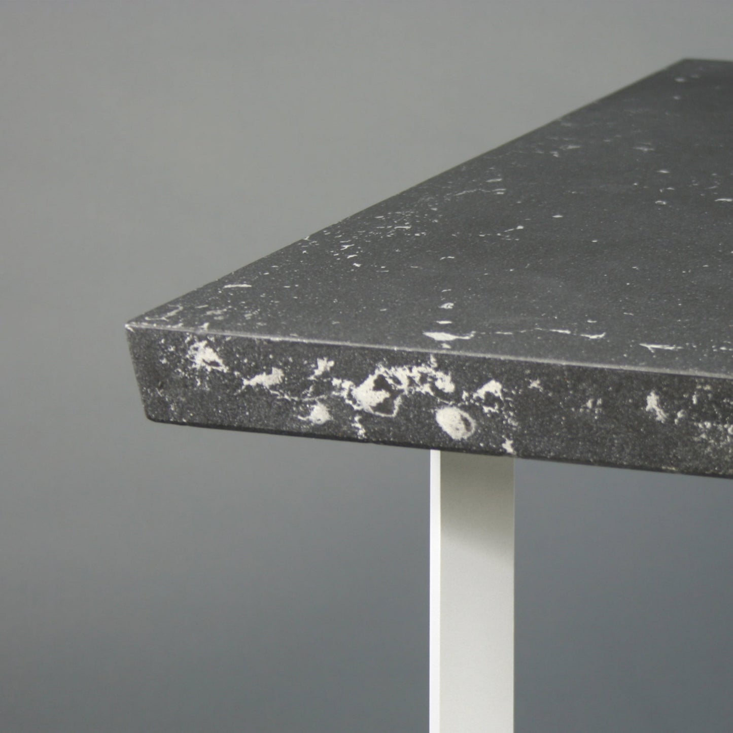 Bevel Coffee Table - Black top/White legs, corner detail