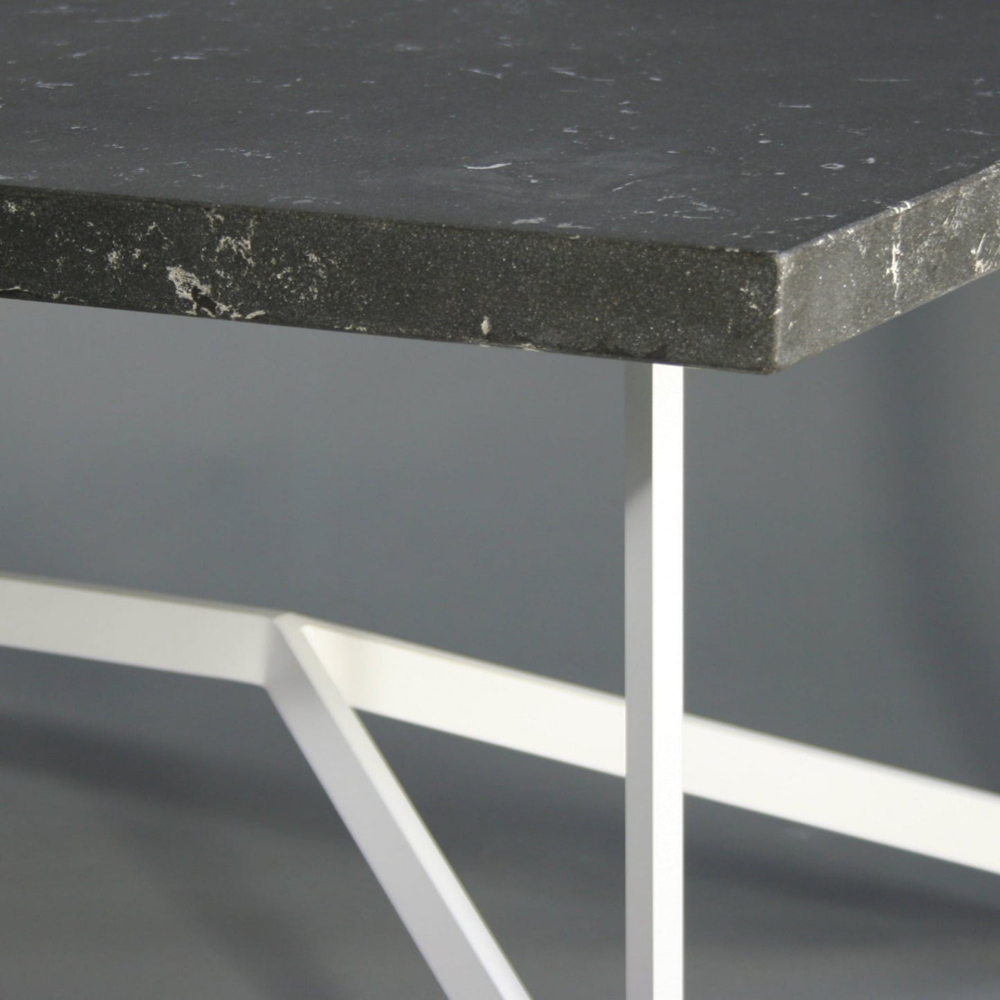 Bevel Coffee Table - Black top/White legs, detail