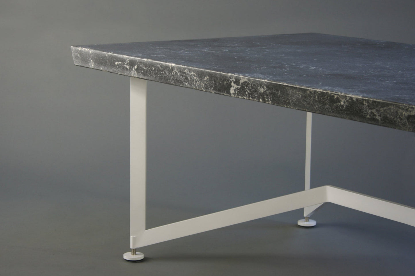 Bevel Coffee Table - Grey top/White legs, edge detail