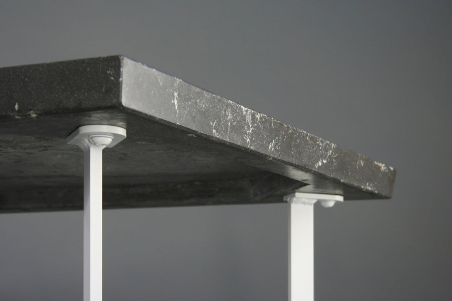 Bevel Coffee Table - Black top/White legs, tabs detail