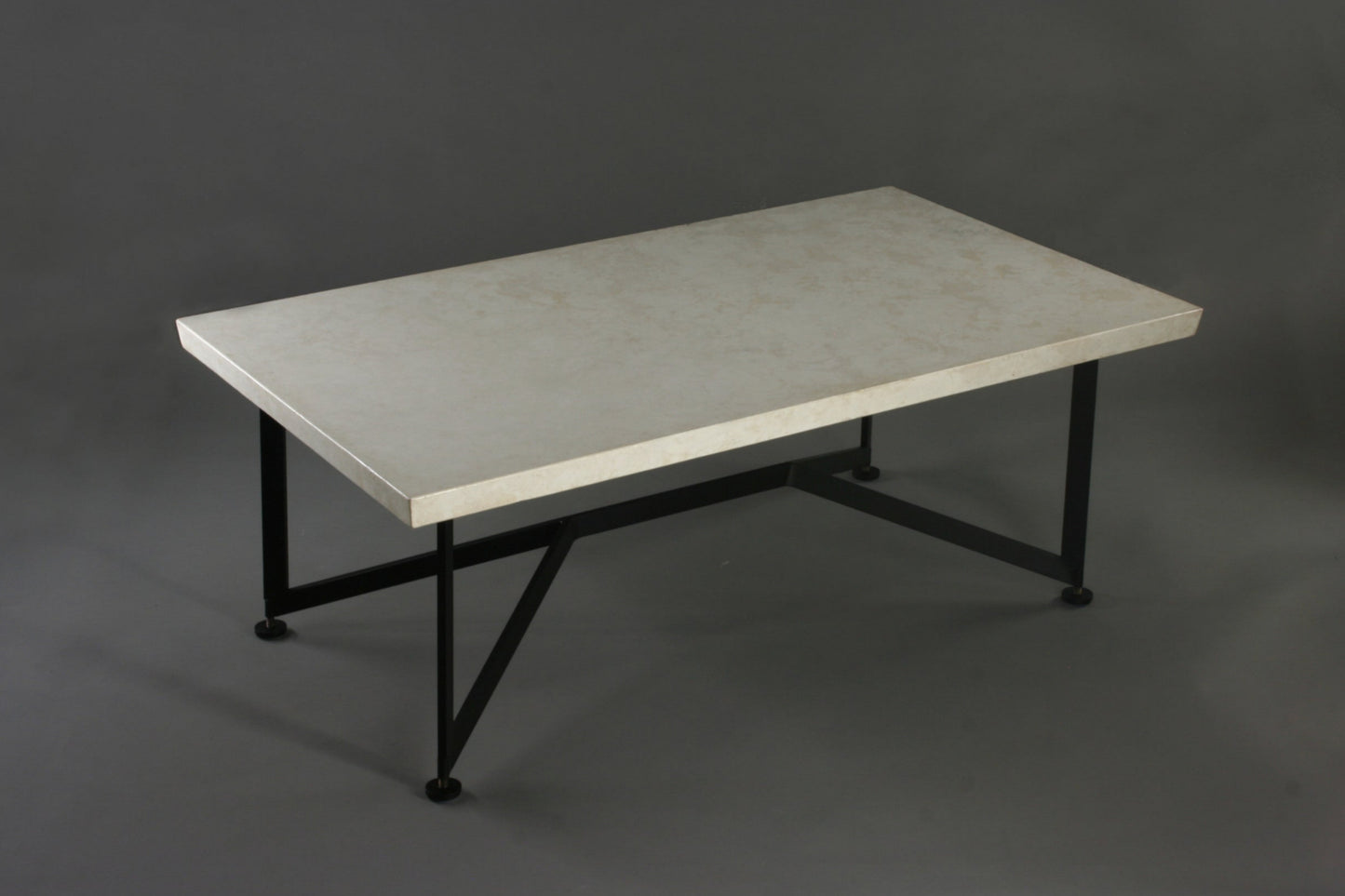 Bevel Coffee Table - White top/Heron Black legs, 3/4 view