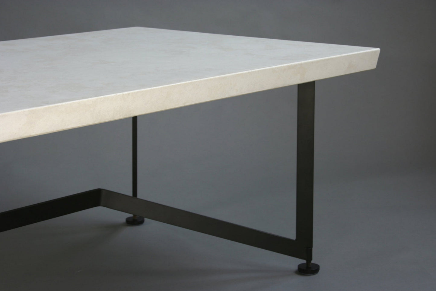 Bevel Coffee Table - White top/Heron Black legs, edge detail