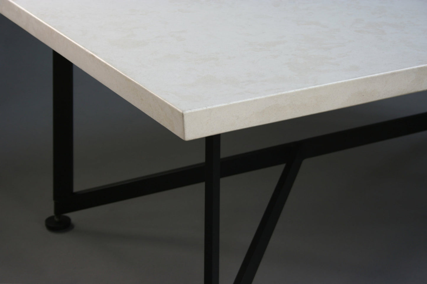 Bevel Coffee Table - White top/Heron Black legs, corner detail