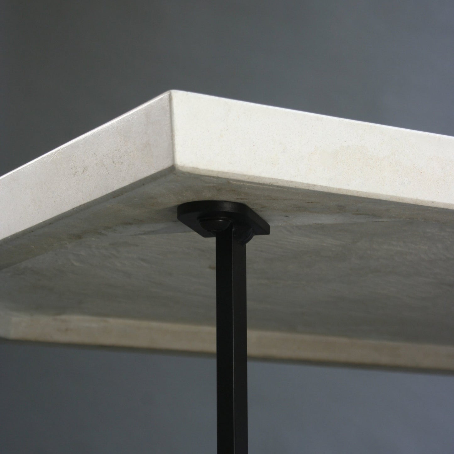 Bevel Coffee Table - White top/Heron Black legs, tab detail