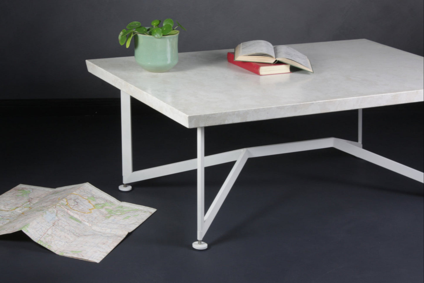 Bevel Coffee Table - White top/Heron White legs