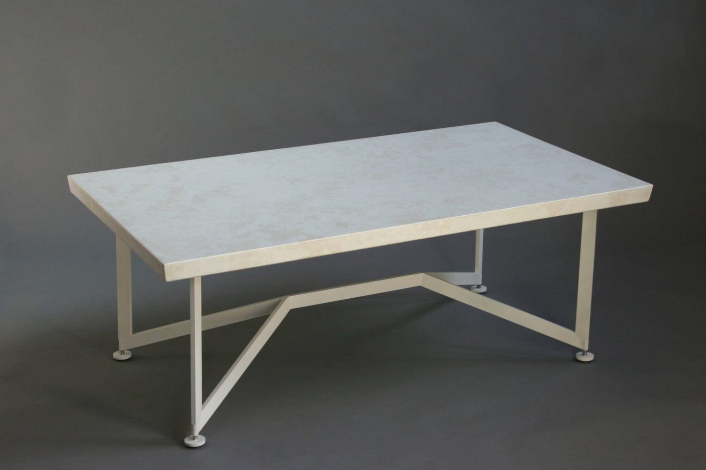Bevel Coffee Table - White top/Heron White legs, 3/4 view