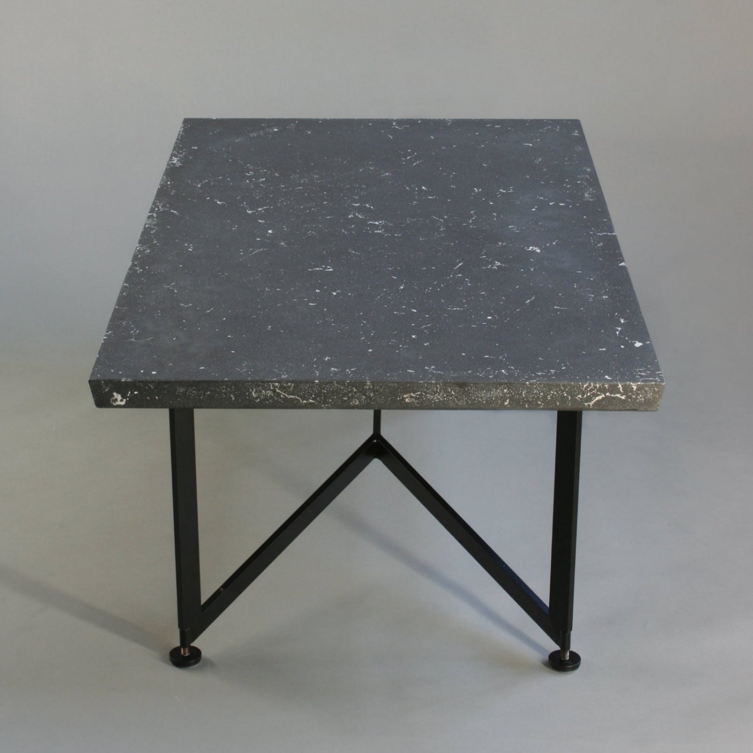 Bevel Coffee Table - Black top/Black legs, end view