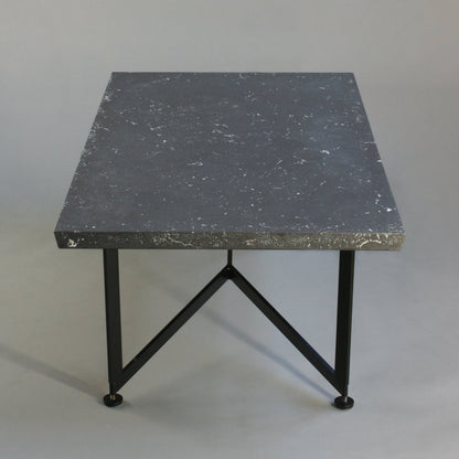 Bevel Coffee Table - Black top/Black legs, end view