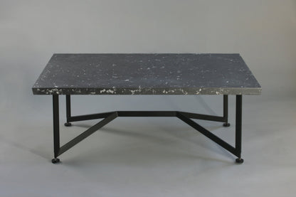 Bevel Coffee Table - Black top/Black legs, side view